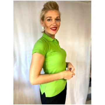 Women’s Cotton Polo Shirt with Text - Green - 2XL 