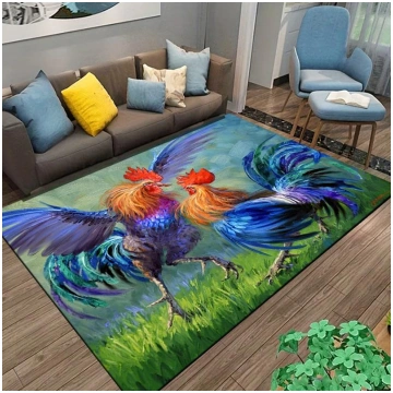 Rooster and Hen Chicken Pattern Carpet Living Room