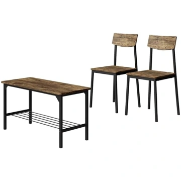 Vicco Fyrk Black Rustic Oak Bench and Chair 85 x 4
