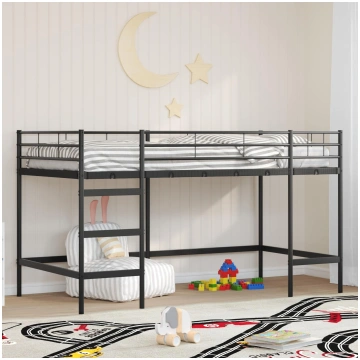 Bērnu loft gultas rāmjis melna 107 x 201 cm