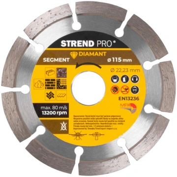 Dimanta griešanas disks 115 mm Strend Pro, sausai 