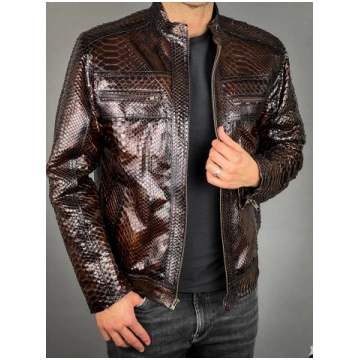 DARK BROWN PYTHON JACKET LuxxeMx