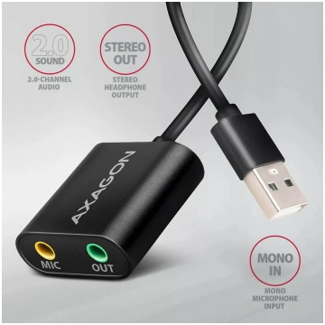 Ārējais USB audio adapteris AXAGON ADA-12 ar 1x 3,
