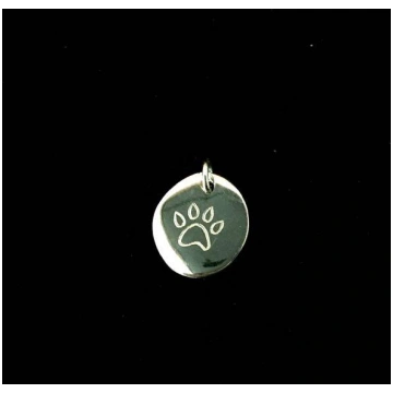 Silver Charm Disc with Dog Paw Logan