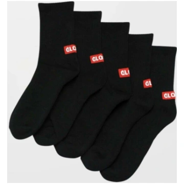 GLOBE MINIBAR CREW SOCK 5 PACK Black zeķes