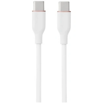 Silicone Cable USB Type-C - Type-C, 100W, (white, 