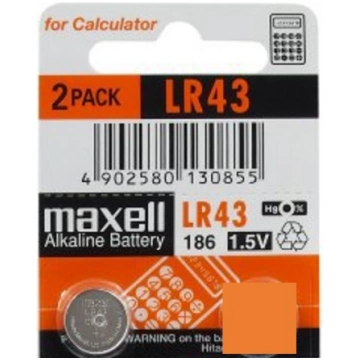 G12 baterijas 1.5V Maxell Alkaline LR43/186 iepako