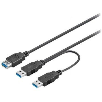 Cable; USB 3.0; USB A socket,USB A plug x2; 0.3m;