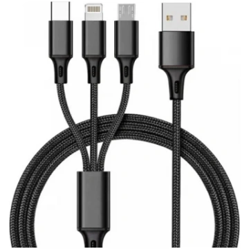 Kabelis Lightning USB-C Micro USB USB-A 10W 1.2m M