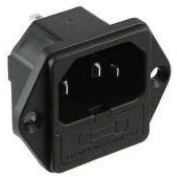 AC IEC socket - male - trapezoidal - with fuse - s