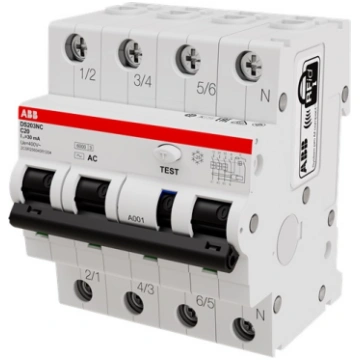 ABB kombinētais noplūdes strāvas automātslēdzis 4P
