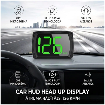 GPS HUD spidometrs ar projekciju uz priekšējo stik