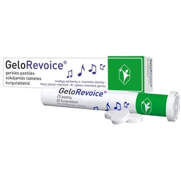 GELOREVOICE upeņu-mentola sūkājamās tabletes, 20 g