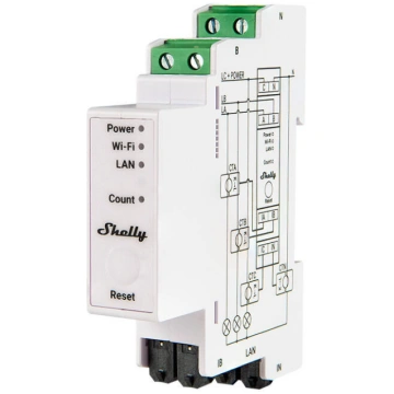 Shelly PRO 3EM 120A 2-Phase Energy Meter, WiFi/Blu