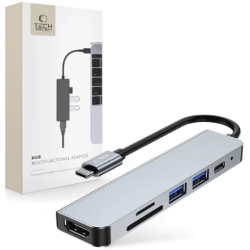 HUB Tech-Protect V4 6in1 USB-C - USB-A 3.0 / USB-A