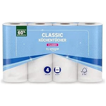 by Amazon Kitchen Roll 3 Ply 4 Rolls (4 Rolls 1 Pa
