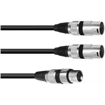 Audio kabelis XLR 3-pin Male uz 2 x XLR 3-pin Male