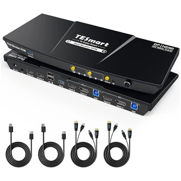 TESmart USB 3.0 DisplayPort + HDMI KVM slēdzis 2 m