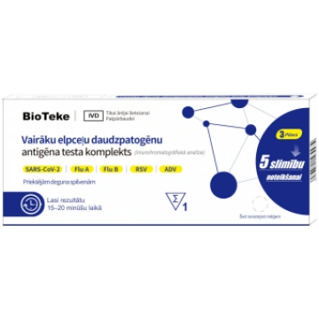 BIOTEKE tests Cov/Gripa A+B/RSV/ADV, 1 gab