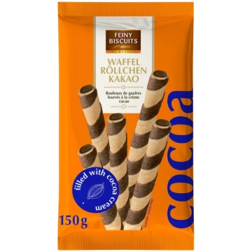 Vafeļu rullīši Feiny Biscuits ar kakao krēma pildī