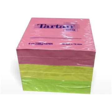 Tartan Sticky notes, 76x76mm, 6 per pack, assorted