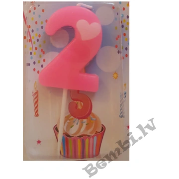 Ciparu sveces tortēm 4,5 cm Rozā 2