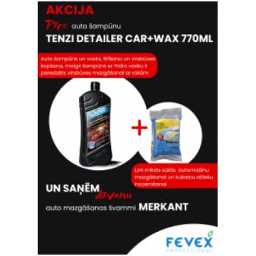 TENZI Detailer autošampūns CAR+WAX pudele + dāvanā