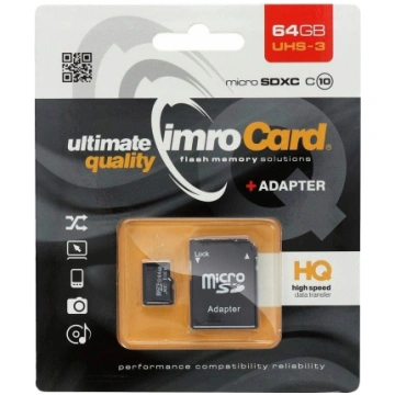IMRO MicroSD 64GB 100MB / s (class10 UHS 3 4K) + S