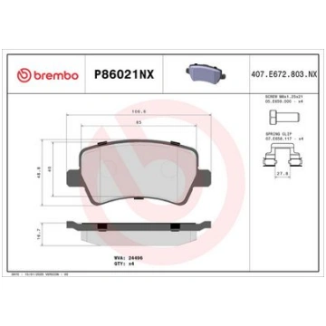 BREMBO P86021NX klocki ham. tył XTRA CERAMIC LAND 
