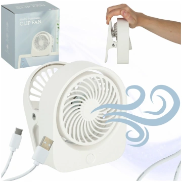 Bezvadu galda ventilators ar klipsi, USB, 3 ātrumi
