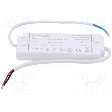 Power supply: switching; LED; 20W; 24VDC; 830mA; 2