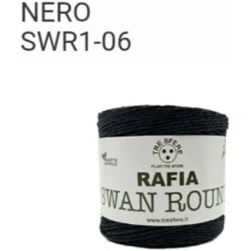 Rafia Swan Round 150 grammi - Nero 06
