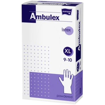 Cimdi Matopat Ambulex Latex, pūderēti, XL, 100 gab