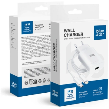 BLUE STAR travel charger Type C + Type C to Lightn