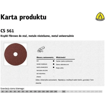 Klingspor KLINGSPOR KRĄŻEK FIBROWY 180mm gr.100 CS