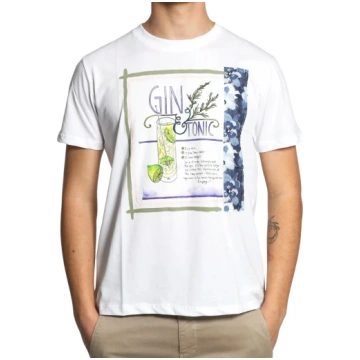 BOB-T-shirt gin tonic-Bianco