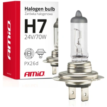 Halogēna spuldze H7 24V 70W UV filtrs (E8) AMIO-01