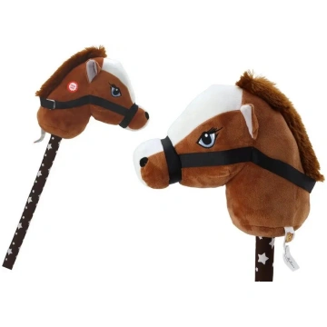 LEANToys Hobby Horse plīša zirga galva uz kāta ar 