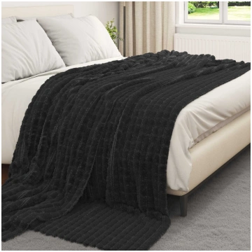 Pleds melna 270 x 240 cm flīss