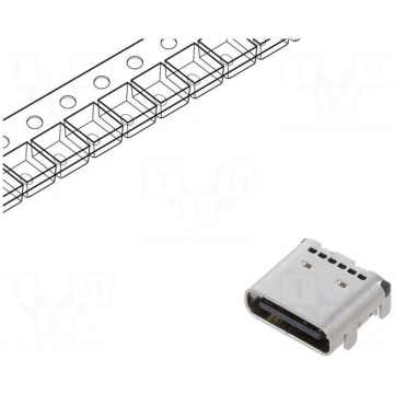 Connector: USB C | socket | on PCBs | SMT | PIN: 2