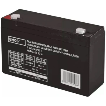 Akumulators 6V 12Ah stiprinājums 4.7mm EMOS B9682