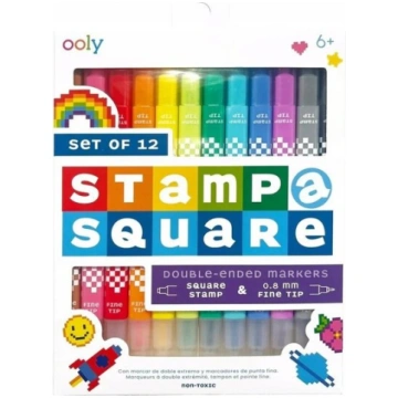 Ooly Stamp-a-quare krāsainas zīmogu pildspalvas