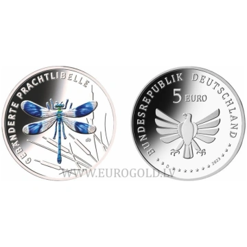 Germany 5 Euro 2023 - Banded demoiselle (Dragonfly