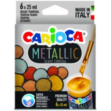 Tempera krāsa CARIOCA Metallic, 6 krāsas, 25ml 200