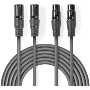 Audio kabelis Nedis COTH15030GY50 2 x XLR 3-pin Pe