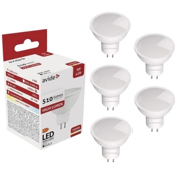 Avide LED spuldze 6W GU5.3 12V 3000K 5 gab