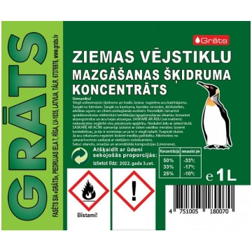 Ziemas vējstiklu mazgāšanas līdzeklis koncentrāts 