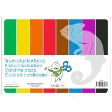Krāsains kartons A4, 8 krāsas, vienpusējs, SMLT