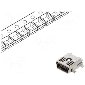 Connector: USB B mini | SMT | PIN: 5 | horizontal 