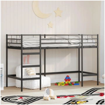 Bērnu loft gultas rāmjis melna 100 x 190 cm